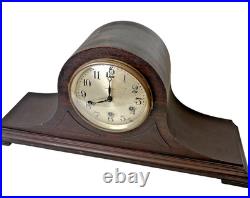 Vintage Seth Thomas Dark Wooden Tambor Mantle Clock Works, 5 Chime Bars