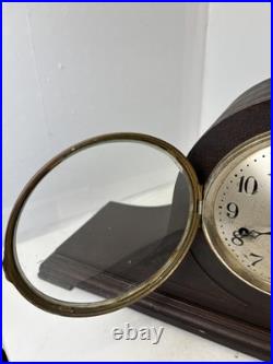 Vintage Seth Thomas Dark Wooden Tambor Mantle Clock Works, 5 Chime Bars