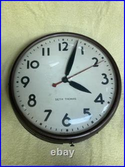 Vintage Seth Thomas Electric Wall Clock, 12 Face, No. 3681, PAT. 1933, Works