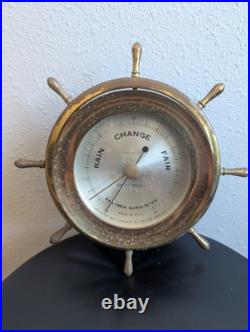 Vintage Seth Thomas Helmsman E537-011 1508 Weather Barometer Brass Nautical USA