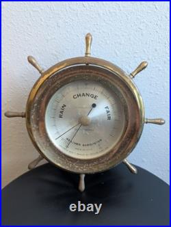 Vintage Seth Thomas Helmsman E537-011 1508 Weather Barometer Brass Nautical USA