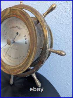 Vintage Seth Thomas Helmsman E537-011 1508 Weather Barometer Brass Nautical USA