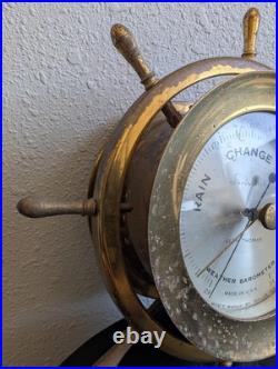 Vintage Seth Thomas Helmsman E537-011 1508 Weather Barometer Brass Nautical USA