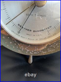 Vintage Seth Thomas Helmsman E537-011 1508 Weather Barometer Brass Nautical USA