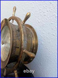 Vintage Seth Thomas Helmsman E537-011 1508 Weather Barometer Brass Nautical USA
