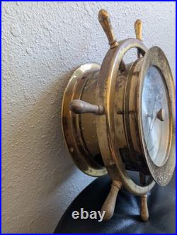 Vintage Seth Thomas Helmsman E537-011 1508 Weather Barometer Brass Nautical USA