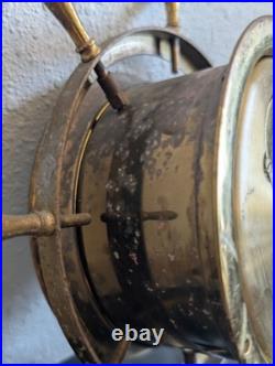 Vintage Seth Thomas Helmsman E537-011 1508 Weather Barometer Brass Nautical USA
