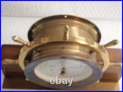 Vintage Seth Thomas Helmsman E537-011 1508 Weather Barometer Wood Base 1602