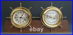 Vintage Seth Thomas Helmsman Ship's Bell Nautical Clock E537-001 Mahogany Base