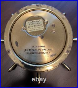 Vintage Seth Thomas Helmsman Ship's Wheel Brass Mechanical Clock withKey E537-001