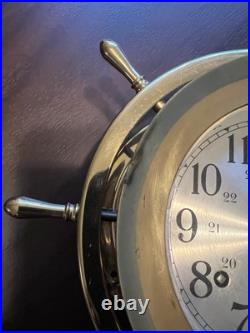 Vintage Seth Thomas Helmsman Ship's Wheel Brass Mechanical Clock withKey E537-001