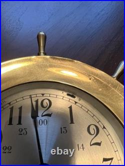 Vintage Seth Thomas Helmsman Ship's Wheel Brass Mechanical Clock withKey E537-001