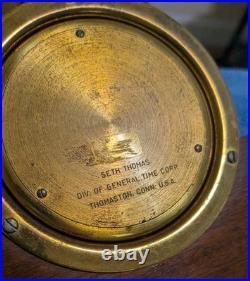 Vintage Seth Thomas Helmsman Ship's Wheel Clock Brass/Wood