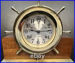 Vintage Seth Thomas Helmsman Ship's Wheel Clock Model 1008 E537-001-Brass/Wood Vintage Seth Thomas Helmsman Ship's Wheel Clock Model 1008 E537-001-Brass/Wood