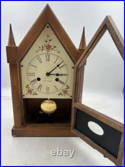 Vintage Seth Thomas Mantel Clock Steeple Wood Case German Movement Shelf Decor