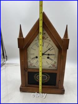 Vintage Seth Thomas Mantel Clock Steeple Wood Case German Movement Shelf Decor