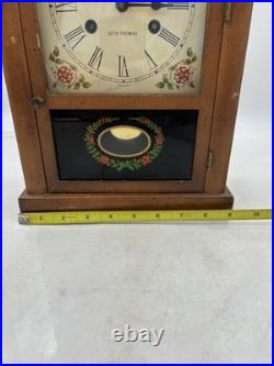 Vintage Seth Thomas Mantel Clock Steeple Wood Case German Movement Shelf Decor