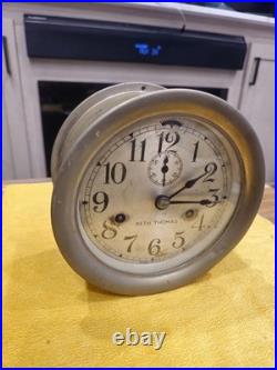 Vintage Seth Thomas Marine / Ship's Bell Clock Brass Case with key