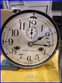 Vintage Seth Thomas Marine / Ship's Bell Clock Brass Case with key