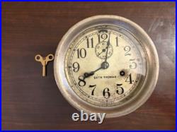 Vintage Seth Thomas Maritime Clock with Key. Bell Strikes, Winds up, Works Great