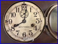 Vintage Seth Thomas Maritime Clock with Key. Bell Strikes, Winds up, Works Great