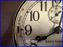 Vintage Seth Thomas Maritime Clock with Key. Bell Strikes, Winds up, Works Great