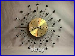 Vintage Seth Thomas Mid-Century Modern Starburst Atomic Wall Clock