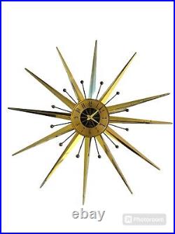 Vintage Seth Thomas Mid Century Starlight Starburst Wall Clock E618-000 AS IS