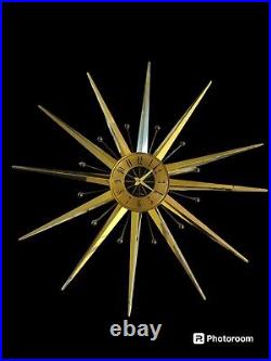 Vintage Seth Thomas Mid Century Starlight Starburst Wall Clock E618-000 AS IS