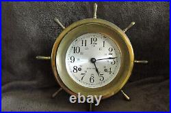 Vintage Seth Thomas Nautical Ships Wheel Bell Strike 8 Day Brass Clock Vintage Seth Thomas Nautical Ships Wheel Bell Strike 8 Day Brass Clock
