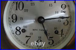 Vintage Seth Thomas Nautical Ships Wheel Bell Strike 8 Day Brass Clock Vintage Seth Thomas Nautical Ships Wheel Bell Strike 8 Day Brass Clock