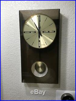 Vintage Seth Thomas Pendulum Wall Clock Mcm Mid Century Modern