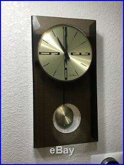 Vintage Seth Thomas Pendulum Wall Clock Mcm Mid Century Modern