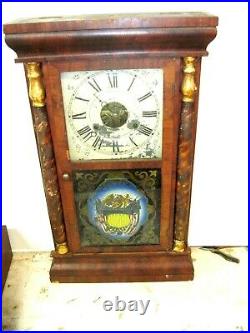 Vintage Seth Thomas Pillared Mantel Clock -1850-60 -mahogany
