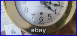 Vintage Seth Thomas Ships Clock Brass Nautical Working with Key Exct