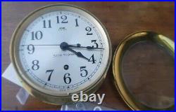 Vintage Seth Thomas Ships Clock Brass Nautical Working with Key Exct