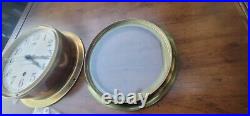 Vintage Seth Thomas Ships Clock Brass Nautical Working with Key Exct