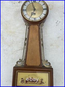 Vintage Seth Thomas Style 8 Day Banjo Wall Clock Untested Made In France