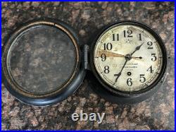 Vintage Seth Thomas US MARITIME COMMISSION Clock in Metal Case Wind-up Key