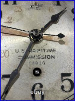 Vintage Seth Thomas US MARITIME COMMISSION Clock in Metal Case Wind-up Key