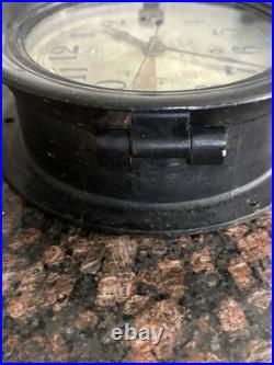 Vintage Seth Thomas US MARITIME COMMISSION Clock in Metal Case Wind-up Key