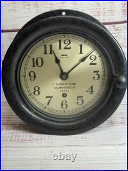 Vintage Seth Thomas US MARITIME COMMISSION Clock in Wood Case 1944 Made In USA