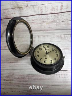 Vintage Seth Thomas US MARITIME COMMISSION Clock in Wood Case 1944 Made In USA
