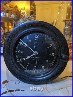 Vintage Seth Thomas U. S. Navy Ships Clock No. 25544-e, Wwii Nice Time Piece