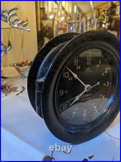 Vintage Seth Thomas U. S. Navy Ships Clock No. 25544-e, Wwii Nice Time Piece