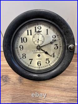 Vintage Seth Thomas WWII US MARITIME COMMISSION Clock in Bakelite Case- No Key