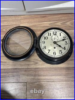 Vintage Seth Thomas WWII US MARITIME COMMISSION Clock in Bakelite Case- No Key