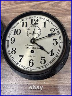 Vintage Seth Thomas WWII US MARITIME COMMISSION Clock in Bakelite Case- No Key