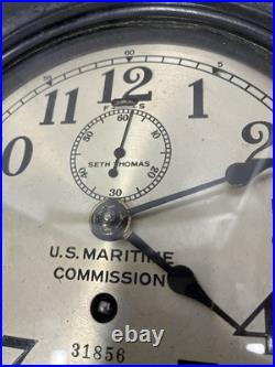 Vintage Seth Thomas WWII US MARITIME COMMISSION Clock in Bakelite Case- No Key