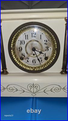 Vintage Seth Thomas White Adamantine Bronze 6 Column Mantle Clock (No Key) Vintage Seth Thomas White Adamantine Bronze 6 Column Mantle Clock (No Key)